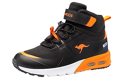 KangaROOS Jungen Kx-hydro Sneaker, Jet Black Neon Orange, 35 EU