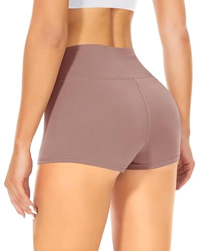 TNNZEET Radlerhose Damen Hohe Taille Shorts Bauchweg Kurze Sporthose Hotpants für Yoga Gym (Hautfarbe,S-M)