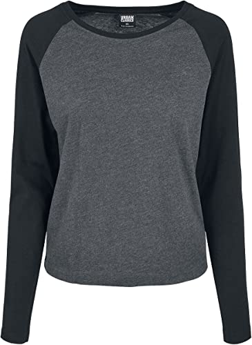 Urban Classics Damen TB4539-Ladies Contrast Raglan Longsleeve T-Shirt, Charcoal/Black, S