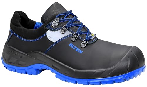 ELTEN Sicherheitsschuhe Alessio Steel Low ESD S3, Damen und Herren, Leder, Stahlkappe, leicht, robust Schwarz,Blau49