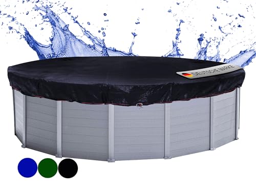 QUICK STAR Poolabdeckung Rund für 420-460 cm Pools | Planenmaß Ø 520 cm | Schwarz | Sommer & Winter Poolplane | Solar Abdeckplane 200g/m² PE Zweifach Beschichtete Abdeckung | Solarplane UV-Resistent