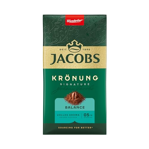 Jacobs Filterkaffee Krönung Balance, Halber Koffeingehalt, Gemahlener Kaffee, Intensität 5/10, 500g