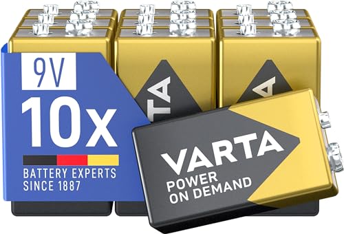 Varta Batterien 9V Blockbatterien, 10 Stück, Power on Demand, Alkaline, Vorratspack, smart, flexibel, leistungsstark, geeignet für Rauchmelder, Brand- & Feuermelder