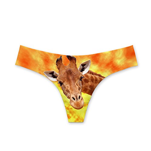 HUGS IDEA Niedliches Tier-Design G-Strings Tanga für Damen, giraffe, 38