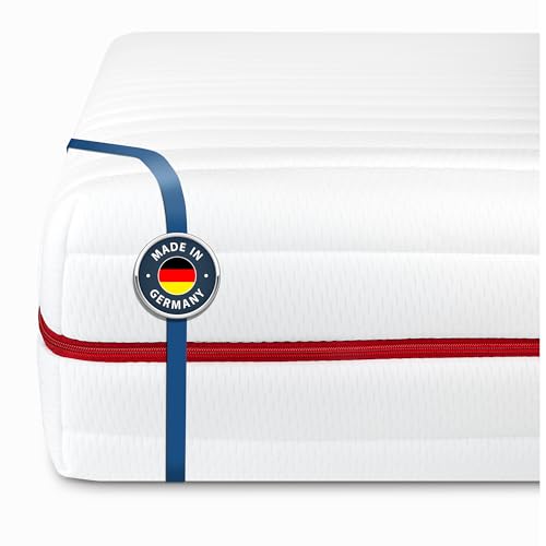 BMM Matratze 100x200 cm Klassik 19 Härtegrad H5 Ultra fest/Kaltschaummatratze Öko-Tex Zertifiziert/ergonomische 7 Zonen Matratze Höhe 19 cm/Matratzen produziert in Deutschland