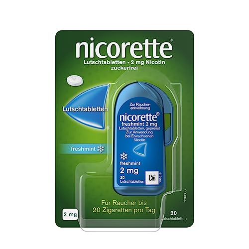 NICORETTE Lutschtabletten mit 2 mg Nikotin – freshmint Geschmack – diskret mit dem Rauchen aufhören – für Raucher von bis zu 20 Zigaretten/Tag – 20 St.