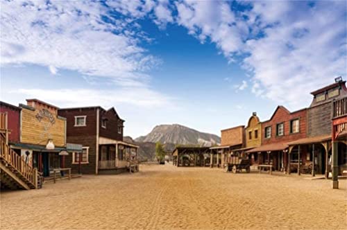 Renaiss 4.5x3m Western Cowboy Town Hintergrund Old Wild West Style Bar Fotografie Hintergrund Wagon Carriage Bild Kinder Mann Erwachsene Portrait Shooting Reise Urlaub Vinyl Studio Requisiten