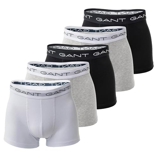 GANT Herren Trunk 5-Pack Boxershorts, Light Grey Melange, L