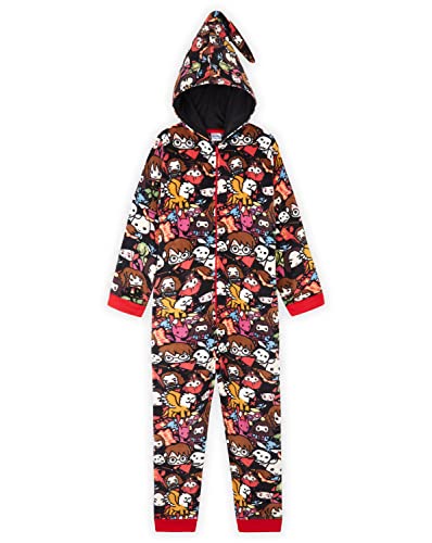 Harry Potter Jumpsuit Kinder, Fleece Onesie Jungen und Mädchen, Schlafoverall Kinder Kostüm Overall, Kuschelanzug Einteiler 7-14 Jahre (Mehrfarbig, 9-10 Jahre)