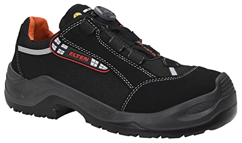 ELTEN Sicherheitsschuhe SENEX BOA ESD S3, Damen und Herren, Textil, Aluminiumkappe (leichter als Stahlkappe), leicht, sportlich, Schwarz/Rot, Größe: 42