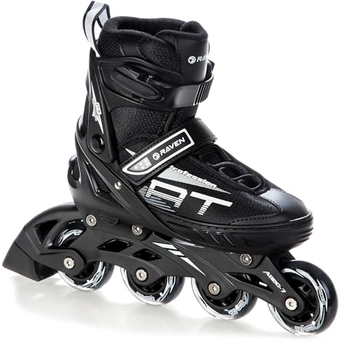 RAVEN Profession 2in1 Schlittschuhe Inlineskates Inliner für Kinder und Erwachsene verstellbar (Black, 35-39 (23cm-25,5cm))