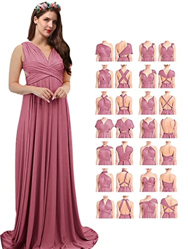 Damen-Brautkleid mit Unendlichkeitssymbol für Damen, formelle Kleider, Brautpartykleider für Damen, Brautjungfernkleid, Maxikleid mit Bandeau-Top, rosewood, 3XL