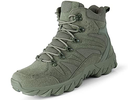 IYVW AS33 702 Stiefel Herren Wanderschuhe Trekkingschuhe Armee Combat Tactical Boots Verschleißfest Rutschfeste Outdoor Einsatzstiefel Für Maenner Grün 43EU