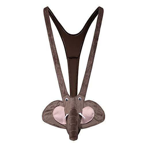 zhandouji Unterwäsche Unterhose Lustig Herren Elefanten Slips Strings Tanga Sexy Mankini Bodysuit Nachtwäsche Jumpsuits Straps Lover Geschenk, 1 per pack, Grau, Einheitsgröße