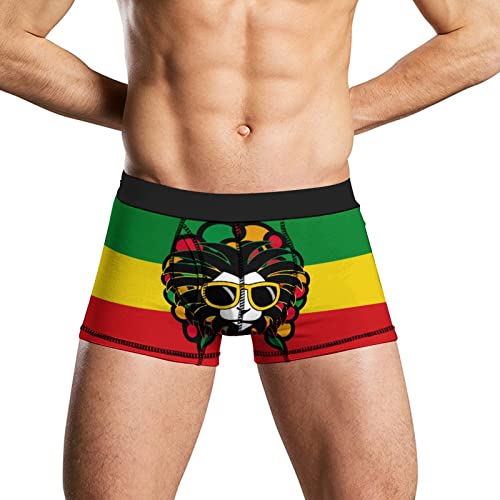 XVBCDFG Jamaica Rasta Lion lustige Herren Boxershorts weiche Unterwäsche bedruckte Unterhose Trunks Shorts, Siehe Abbildung, XXL