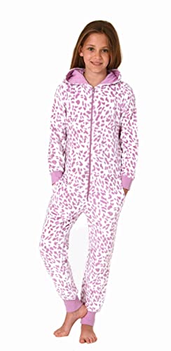 Normann Mädchen Schlafanzug Einteiler Jumpsuit Overall aus Coralfleece im Animal Look, Farbe:pink, Größe:164