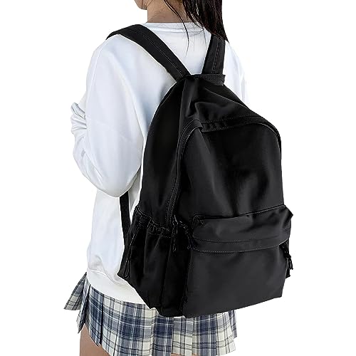 HYC00 Schulrucksack Damen, Causal Travel Schultaschen 14 Zoll Laptop Rucksack für Mädchen im Teenageralter Leichter Rucksack Wasserabweisend Bookbag College Boys Men Work Daypack,Schwarz