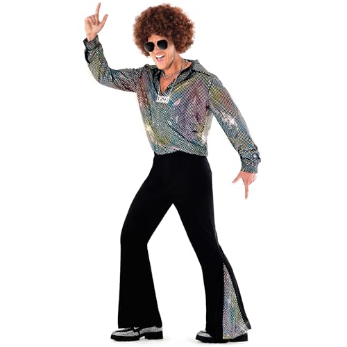 Morph Shlagermove Kleidung Herren, Glitzer Herren Kleidung, 80er Disco Outfit - L