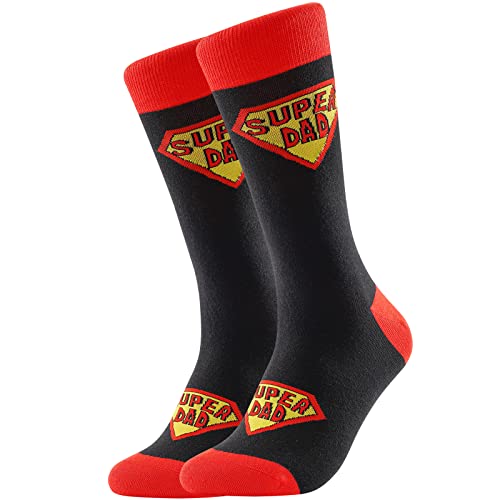 BONANGEL Best Dad Geschenkideen für Papa Super Dad Geschenk Geburtstag Socken Herren Mann Lustige Neuheit Männer Vatertag Geschenk Deko Baumwolle Rutschfeste Söckchen