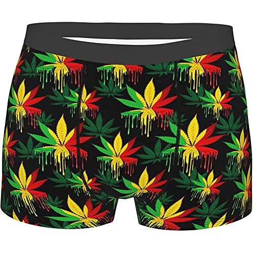 452 Herren Retroshorts Reggae Rasta Marihuana-Blatt-Unkraut Sport Boxershorts Fitted Funktionsunterwäsche Mit Stretch Unterhosen XXL