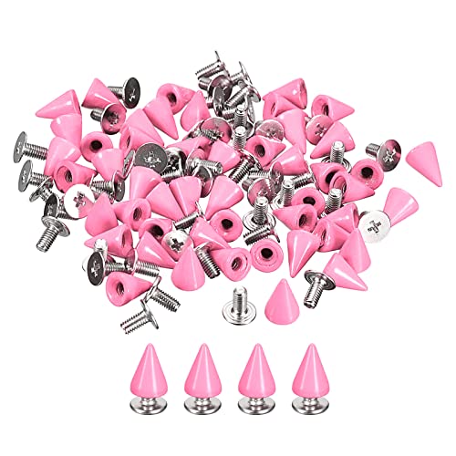 QUARKZMAN 50 Sets Punk Nieten Ziernieten Kegel Spitzen Nieten 7x10mm Metall Killernieten Schraubnieten Rostfrei Nieten für Kleidung Gürtel Taschen Schuhe Basteln Lederwaren Rosa