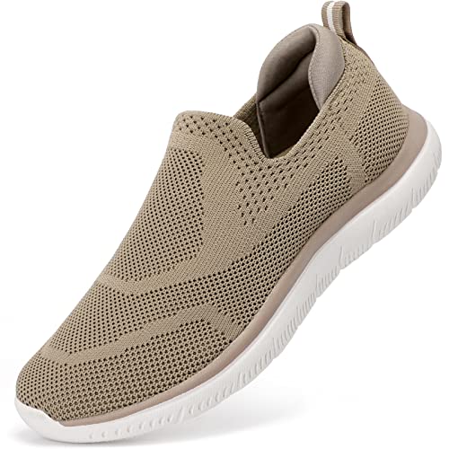 HKR Damen Turnschuhe Leichte Sportschuhe Freizeitschuhe Bequem Slip on Sneakers rutschfest Slipper Soft Walkingshuhe Schlupfschuhe Bronze 36 EU