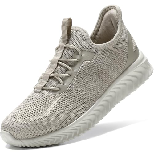 STQ Sneakers Damen Slip on Turnschuhe Bequem Wanderschuhe Orthopädische Komfort Freizeitschuhe Leichte Sportschuhe Taupe 40 EU/ 8.5 US