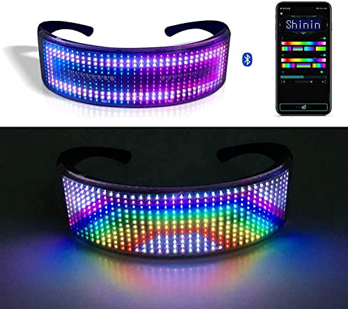 Lixada Einzigartige LED-Gläser, LED Brille BT APP Steuerung für Party | DIY Flashing Emotions Sonnenbrille für Männer Frauen Kinder | USB wiederaufladbar