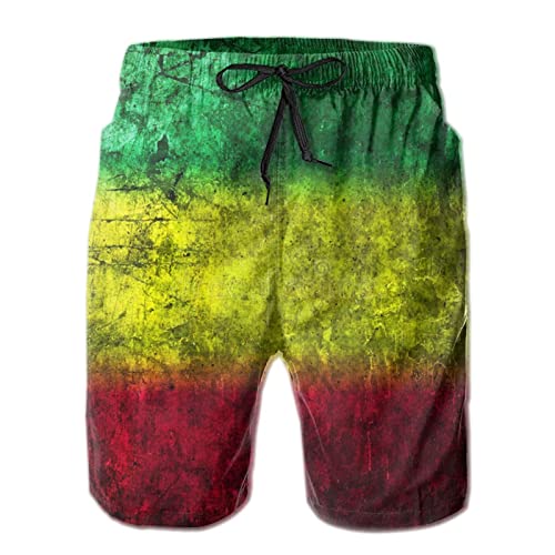 208 Reggae-Rasta-Flagge Herren Shorts Mit Mesh Futter Sweatpants Schnelltrocknend Strandshorts Sommer Badehose M