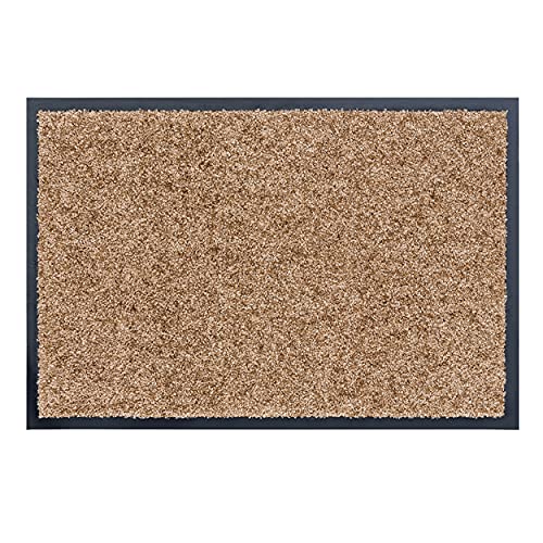 ASTRA Hochwertige Schmutzfangmatte - Fussmatte innen - bei 30° C waschbare Fußmatte - Rutschfester Läufer - Schuhablage Flur - Küche - Sand 40x60 cm