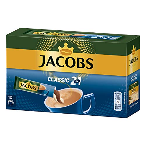 Jacobs 2 für 1 Löslicher Kaffee mit KaffeeweißYer 10 praktische Becher-Portionen, (10 x 14g) 140 g