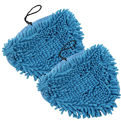 Ersatzbezug Steam Mop Pads Dampfreiniger - Dreieck Bodentücher, Langlebig Waschbar Coral Microfaser Ersatzpads, Ersatztücher Dampfbesen für viele Geräte mit dreieckigem Fuss, 2 Stück Blau