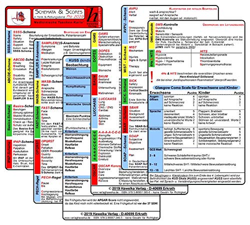 Schemata & Scores PRO in Klinik & Rettungsdienst (3 Karten Set) - SSSS-Schema, ABCDE, Basics, IPAP-Schema, SAMPLER, WASB, FAST, OPQRST, PECH-Regel, DMS, 4Hs, HITS, GCS, KUSS, APGAR, SBAR